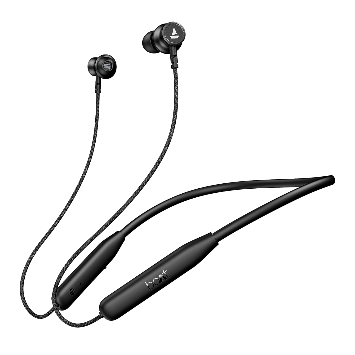boAt Rockerz 113 Wireless Bluetooth Neckband Earphones with 40H Battery, ENx Tech, Fast Charging, Dual Pairing & Magnetic Earbuds – Active Black