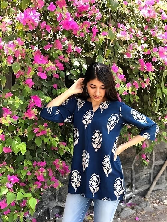 Women’s Short Kurti Tunic Top in Rayon Cotton Blend – Stylish Ethnic Wear for Ladies | Casual & Festive Fashion Kurti