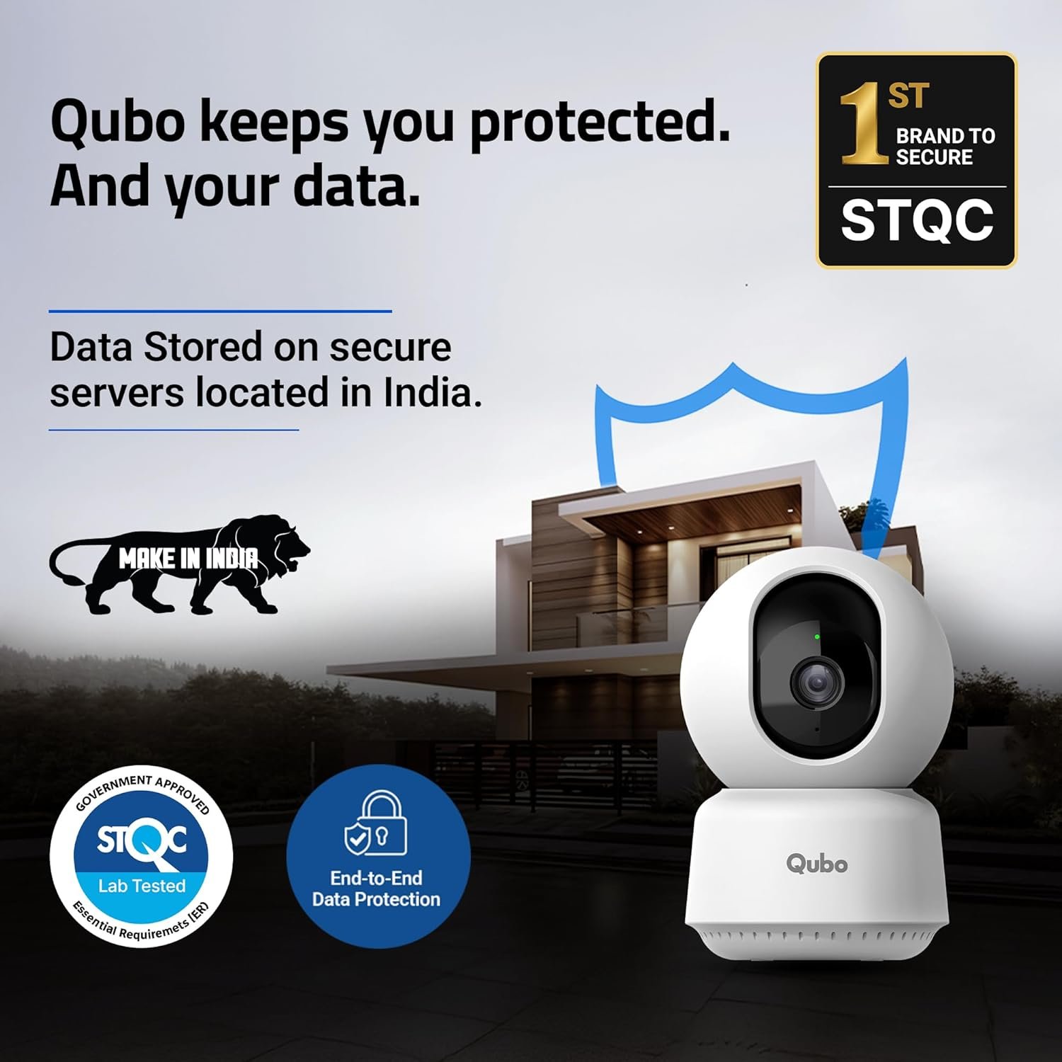 Qubo Smart Cam 360° 3MP 2026 Edition | AI Person Detection | Color Night Vision | Cloud Security Camera | STQC Certified
