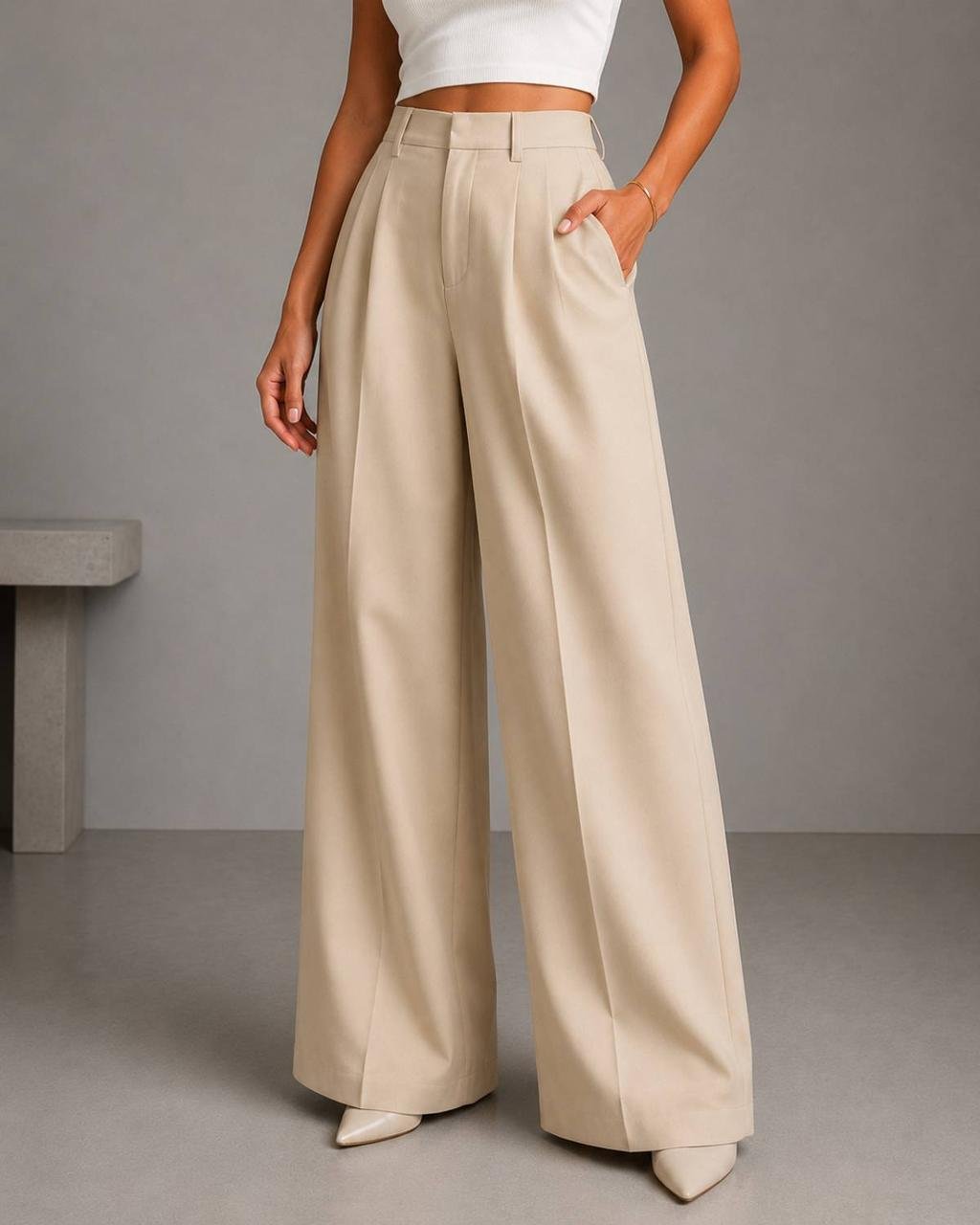 KOTTY Women's Wide Leg Palazzo Pants – High Waist Flowy Drawstring Trousers for Casual & Travel Wear