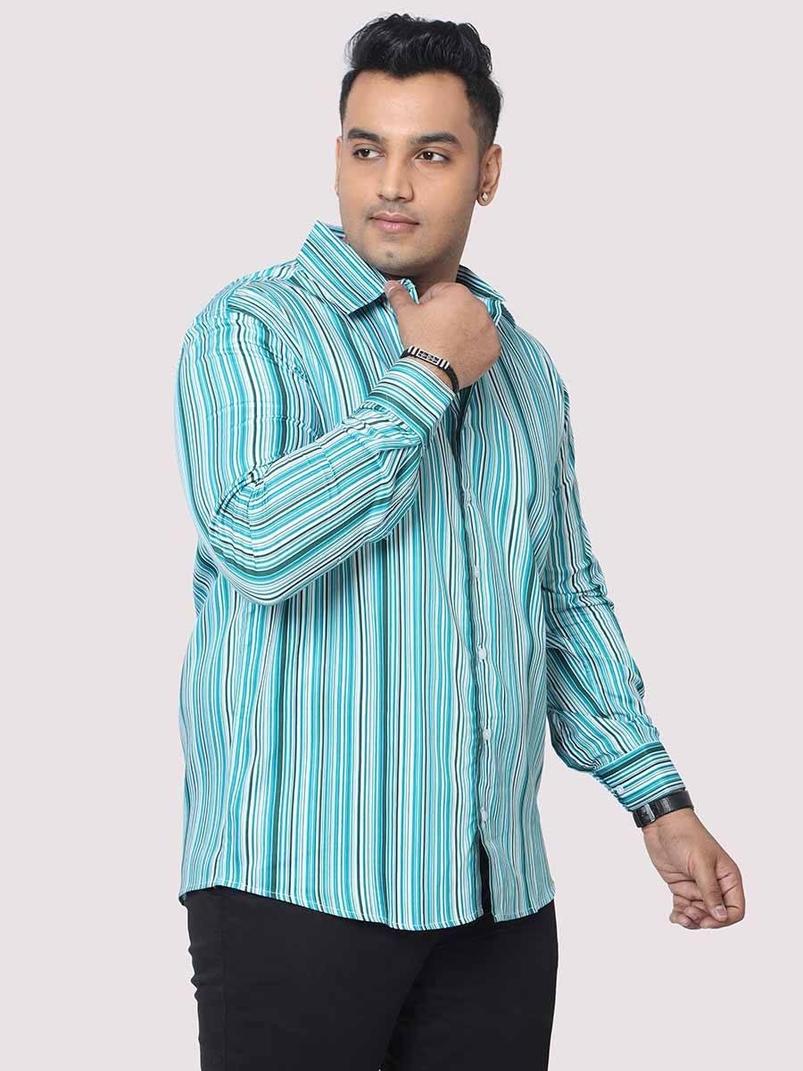 U TURN Men's Printed Striped Shirt – Stylish Cotton Mix Formal & Casual Plus Size Shirt